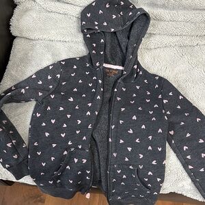 Cat & Jack Dark Gray Hoodie with Pink Hearts